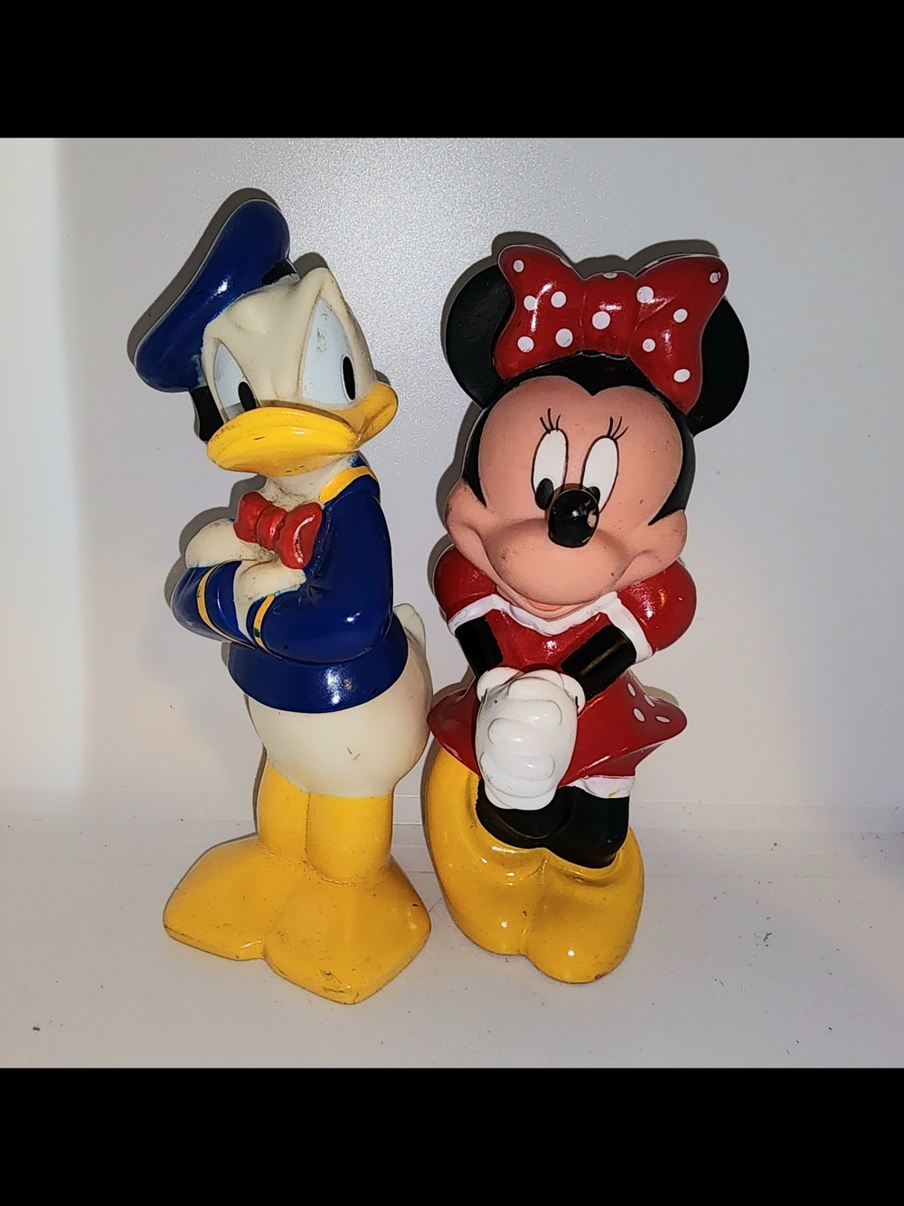 pair of Vintage rubber Disney figures Donald Duck and Minnie Mouse